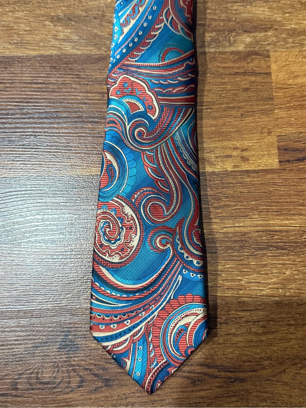 Mens Colorful Blue & Red Tie Silk Blend One Size